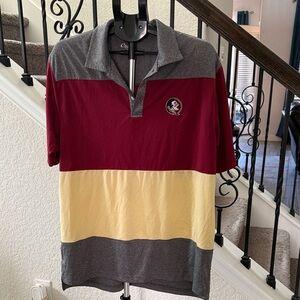 FSU Men's Polo in Maroon, Yellow, and Gray